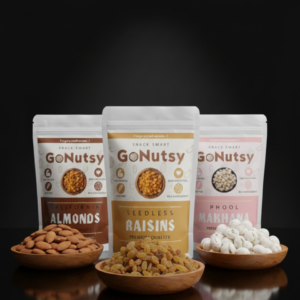GoNutsy Delight Trio – California Almonds, Phool Makhana & Premium Raisins