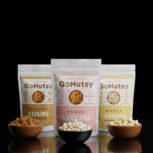 GoNutsy Lite & Luxe Trio – Premium Cashews, Phool Makhana & Sweet Raisins
