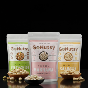 GoNutsy Premium Savory Trio – Pistachios, Phool Makhana & Whole Cashews